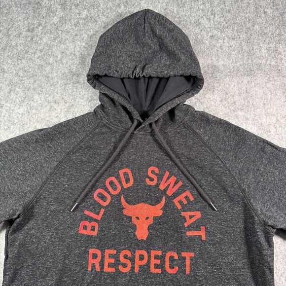 Other - Under Armour Project Rock Hoodie Mens XL Black Short Sleeve Blood Sweat Respect